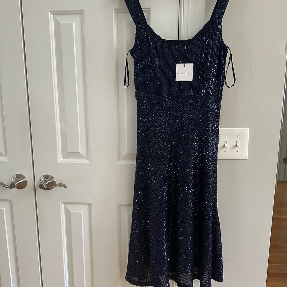 Laundry By Shelli Segal Navy Sequin Dress